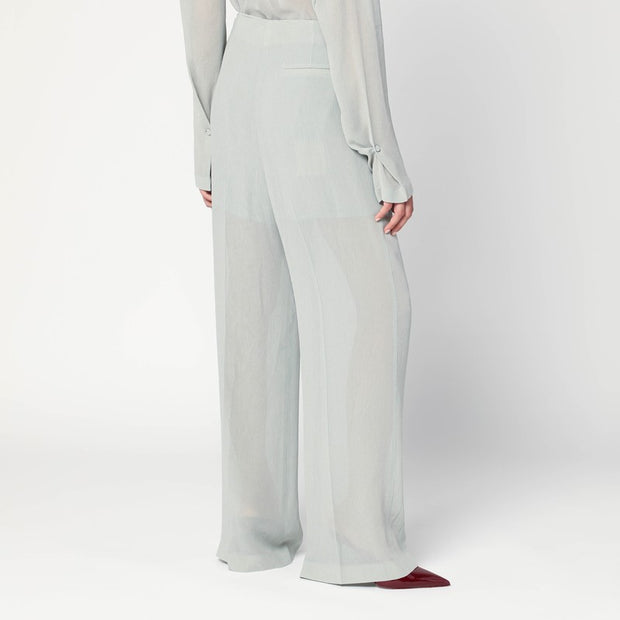 Alberta Ferretti Palazzo Pants In Ice Color Crêpe