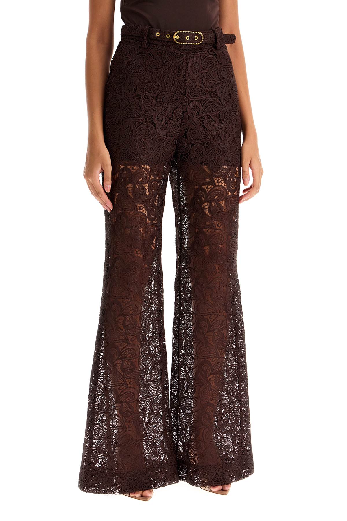 Zimmermann Belted Guipure Lace Pants