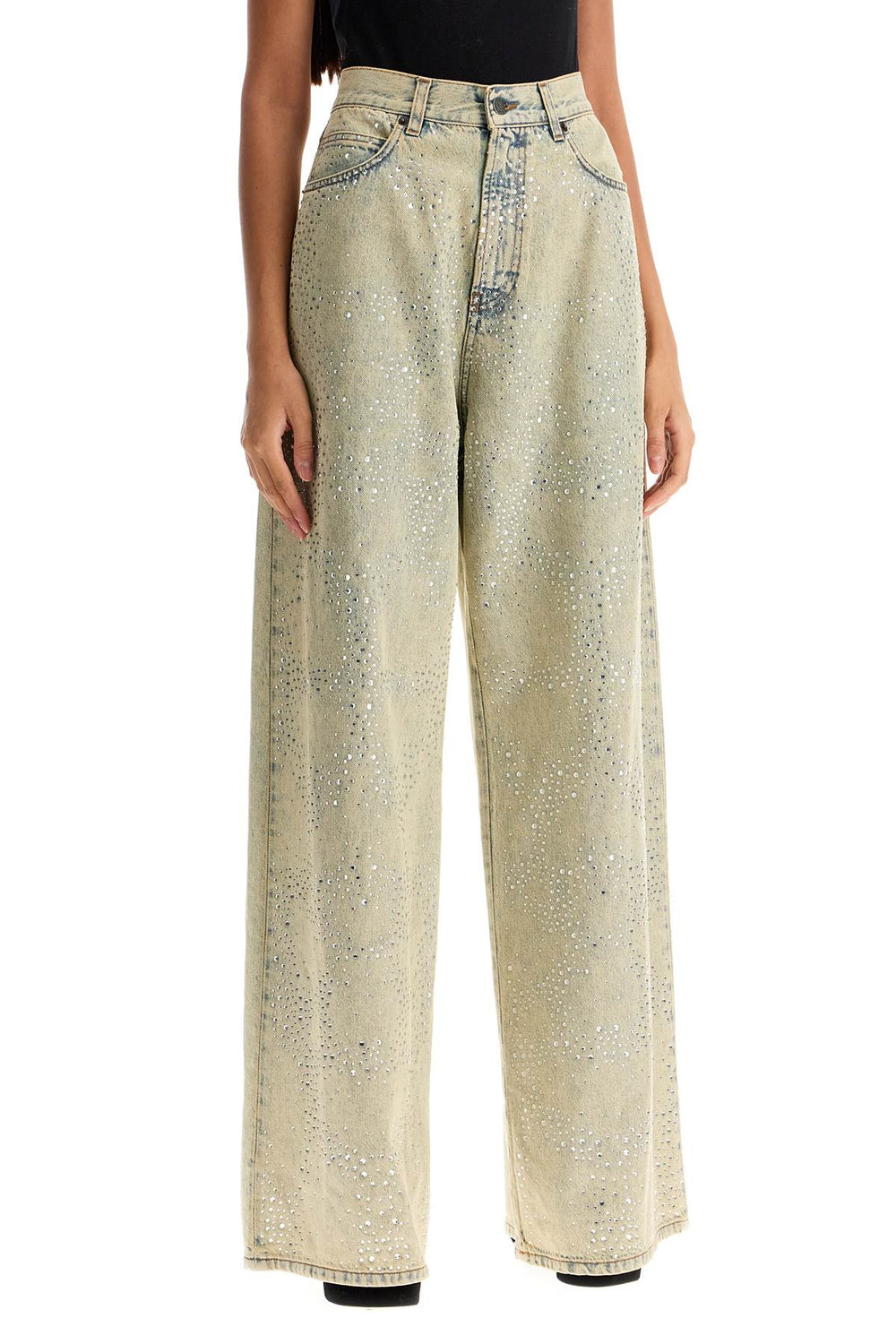 Giuseppe Di Morabito Wide Leg Jeans With Rhinestones