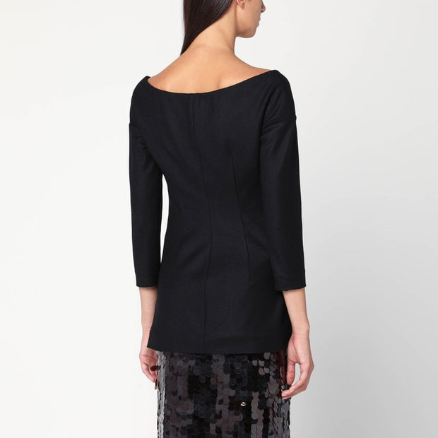 Alberta Ferretti Black Wool V-neck Jacket