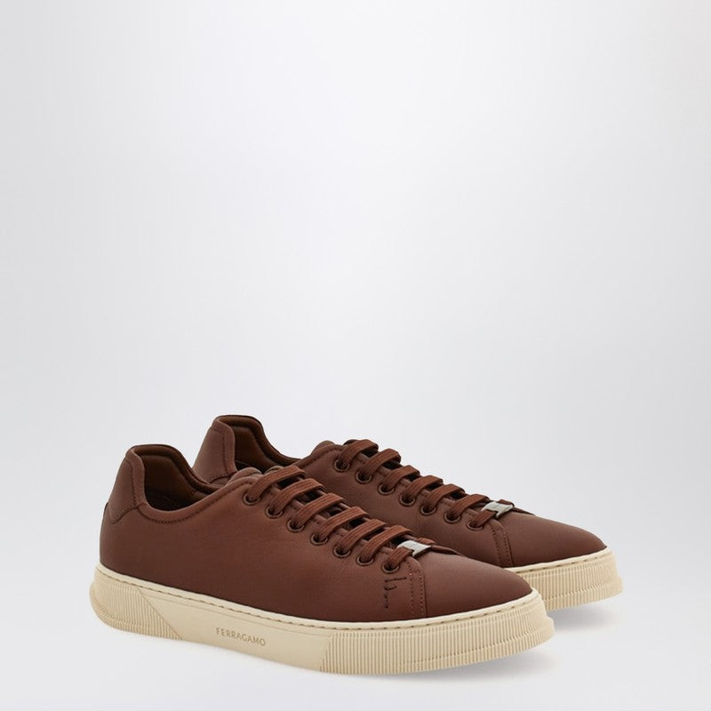 Ferragamo Brown Leather Sneakers