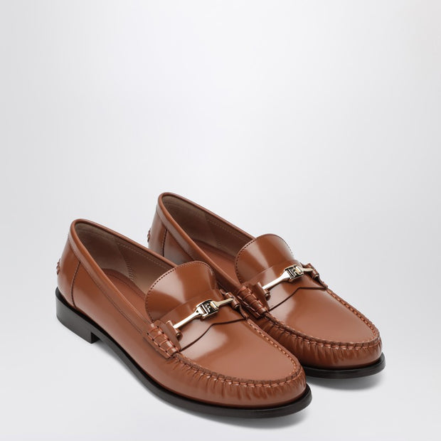 Ferragamo Moccasin With Chain New Vara Colour Leather