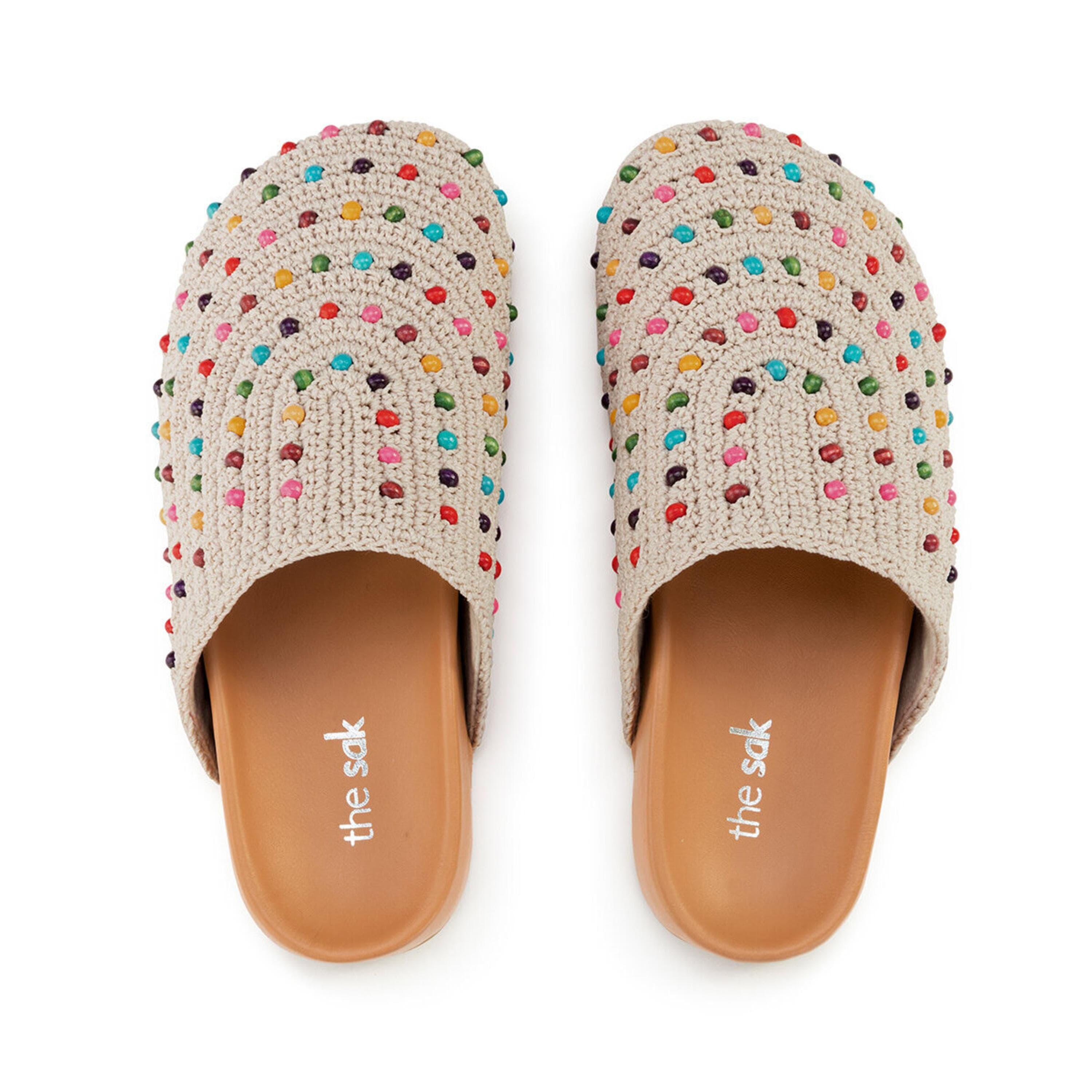 The Sak Bolinas Clog - Hand Crochet - Ecru Multi Beads