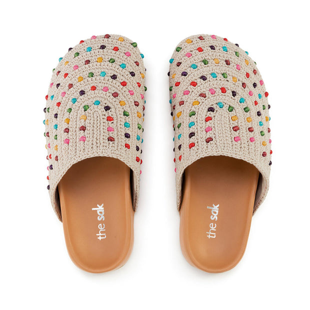 The Sak Bolinas Clog - Hand Crochet - Ecru Multi Beads