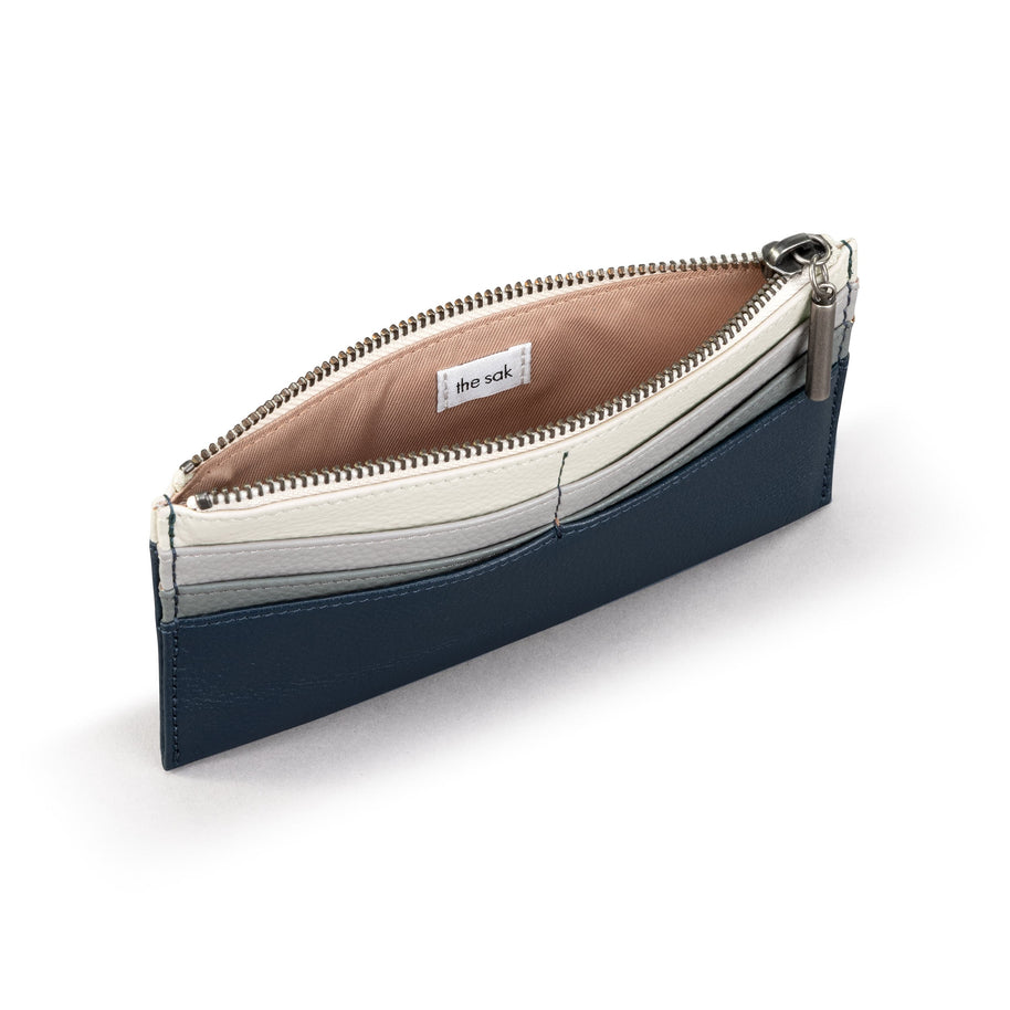 The Sak Neva Large Card Wallet - Leather - Indigo Block