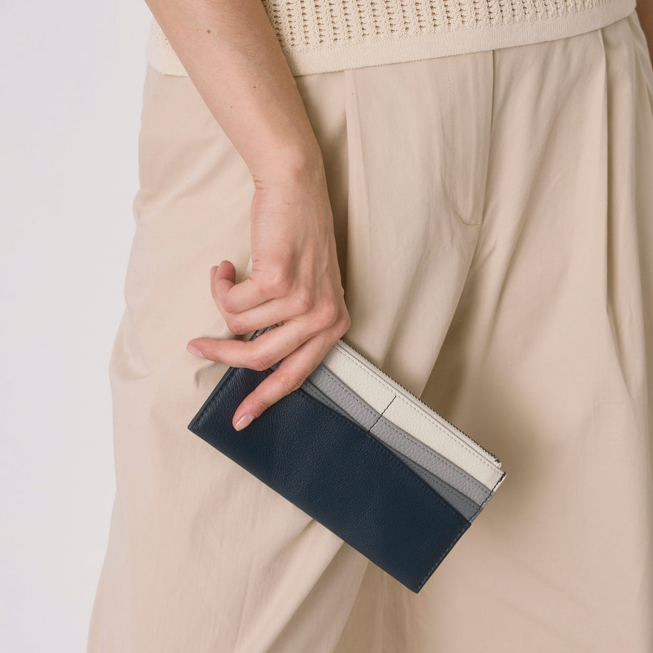 The Sak Neva Large Card Wallet - Leather - Indigo Block