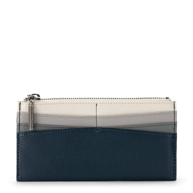 The Sak Neva Large Card Wallet - Leather - Indigo Block
