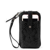 The Sak Silverlake Smartphone Wallet - Leather - Black Floral Embossed