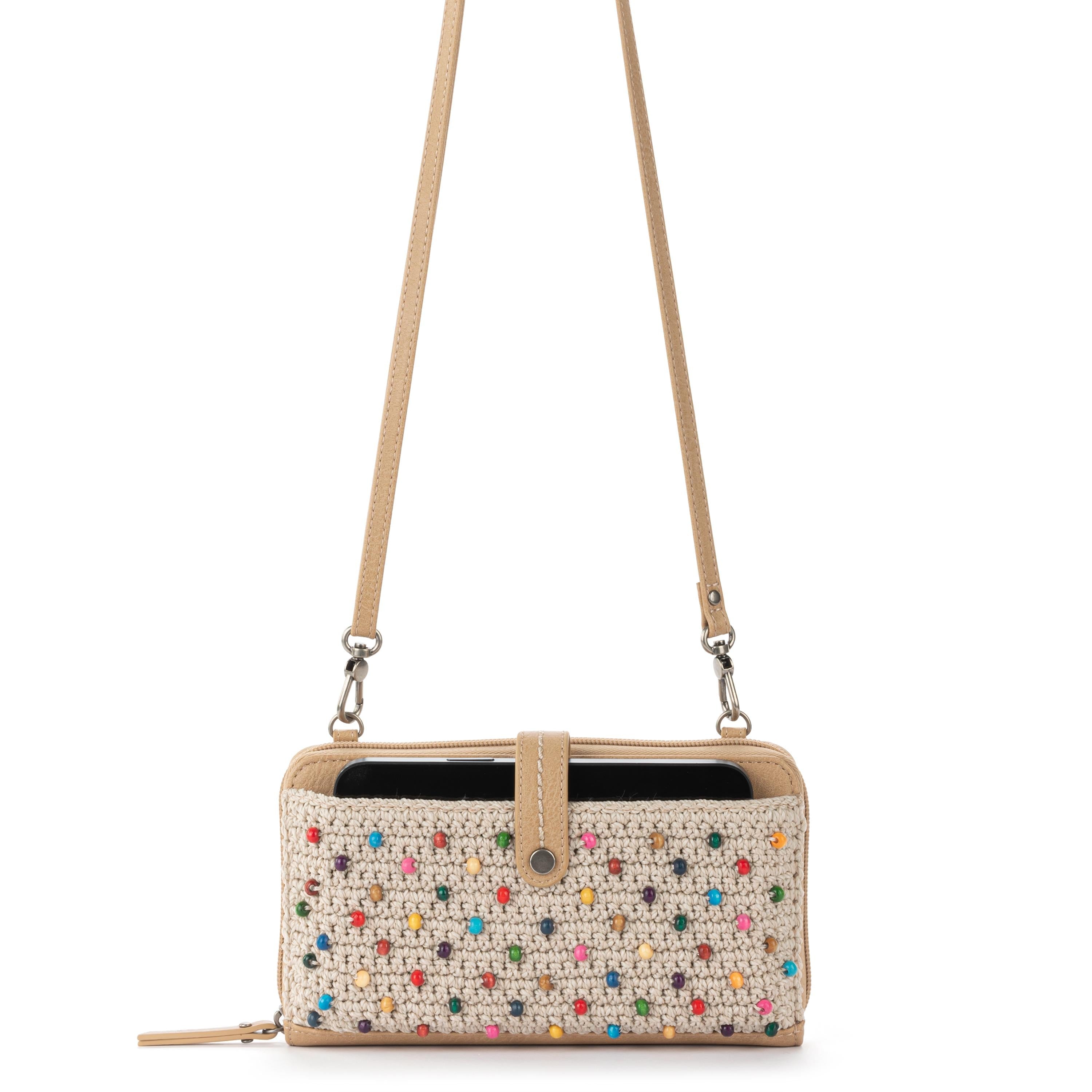 The Sak Iris Smartphone Wallet - Hand Crochet - Ecru Multi Beads