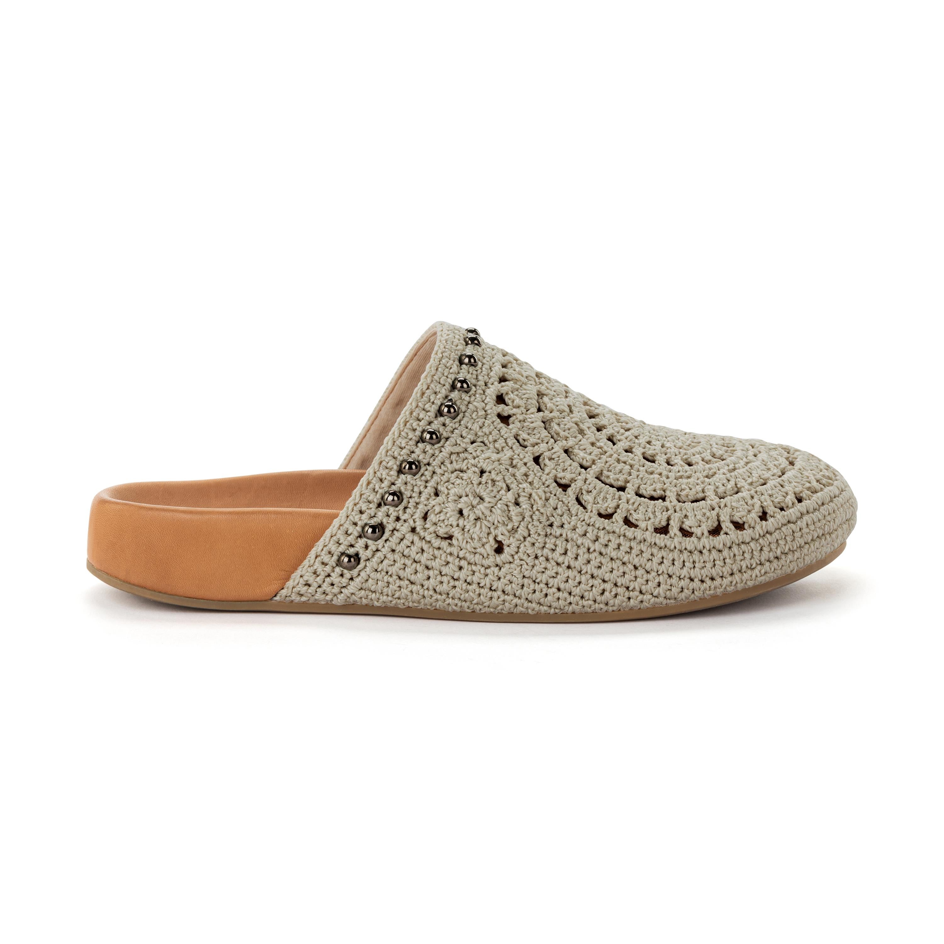 The Sak Bolinas Clog - Hand Crochet - Natural Grey Medallion