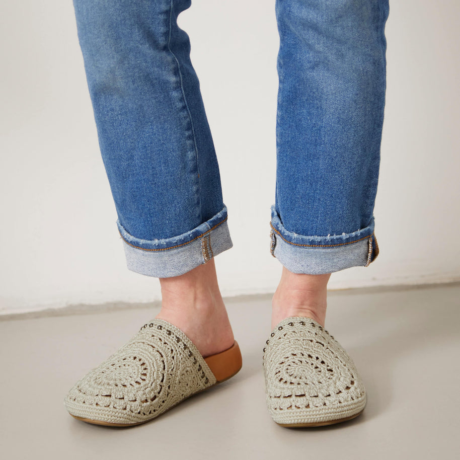 The Sak Bolinas Clog - Hand Crochet - Natural Grey Medallion