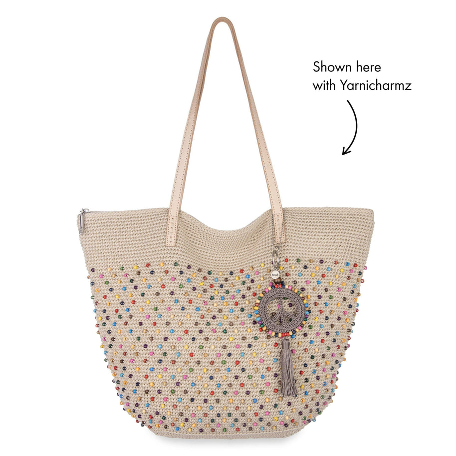 The Sak Faye Large Tote - Hand Crochet - Ecru Multi Beads