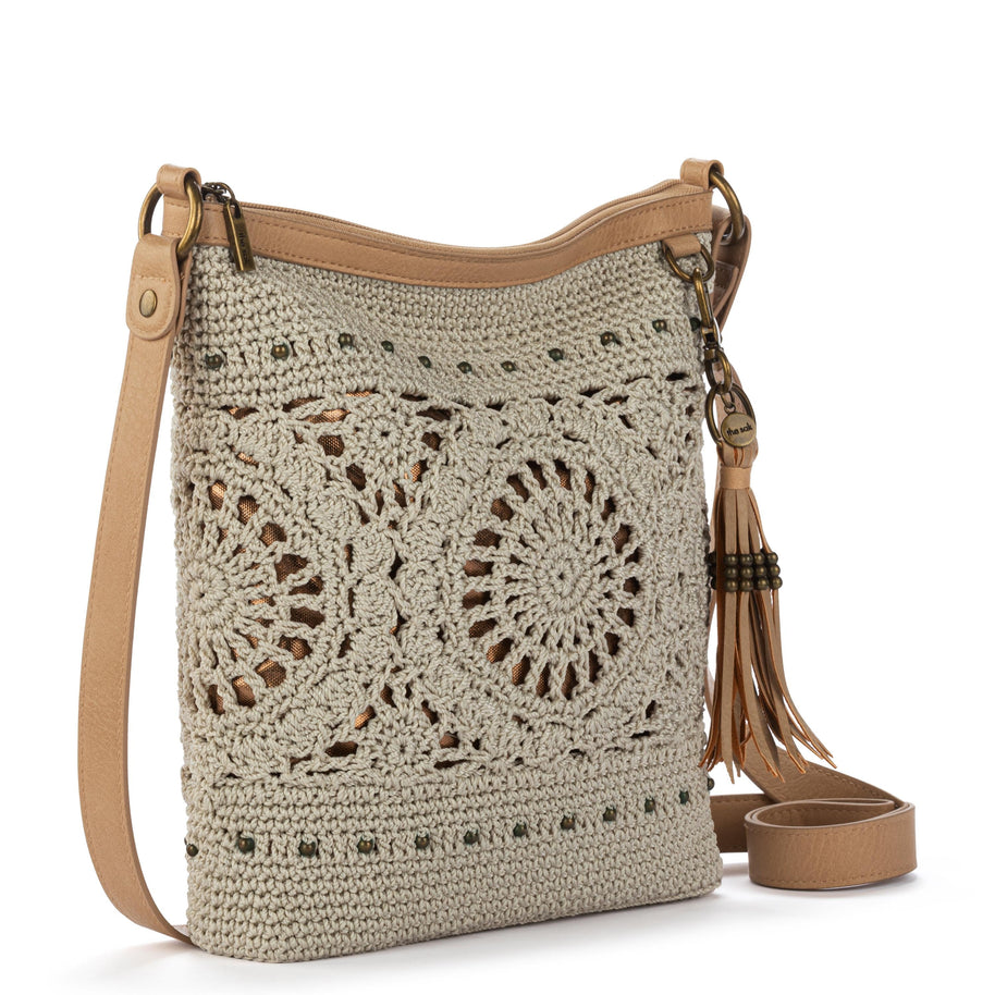 The Sak Lucia Crossbody - Hand Crochet - Natural Grey Medallion