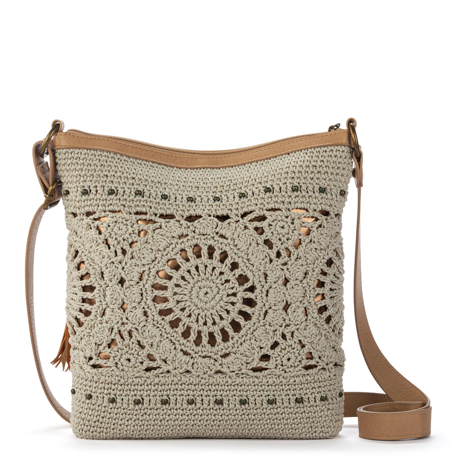 The Sak Lucia Crossbody - Hand Crochet - Natural Grey Medallion