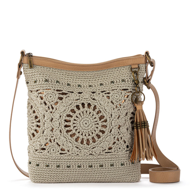 The Sak Lucia Crossbody - Hand Crochet - Natural Grey Medallion