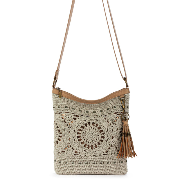 The Sak Lucia Crossbody - Hand Crochet - Natural Grey Medallion