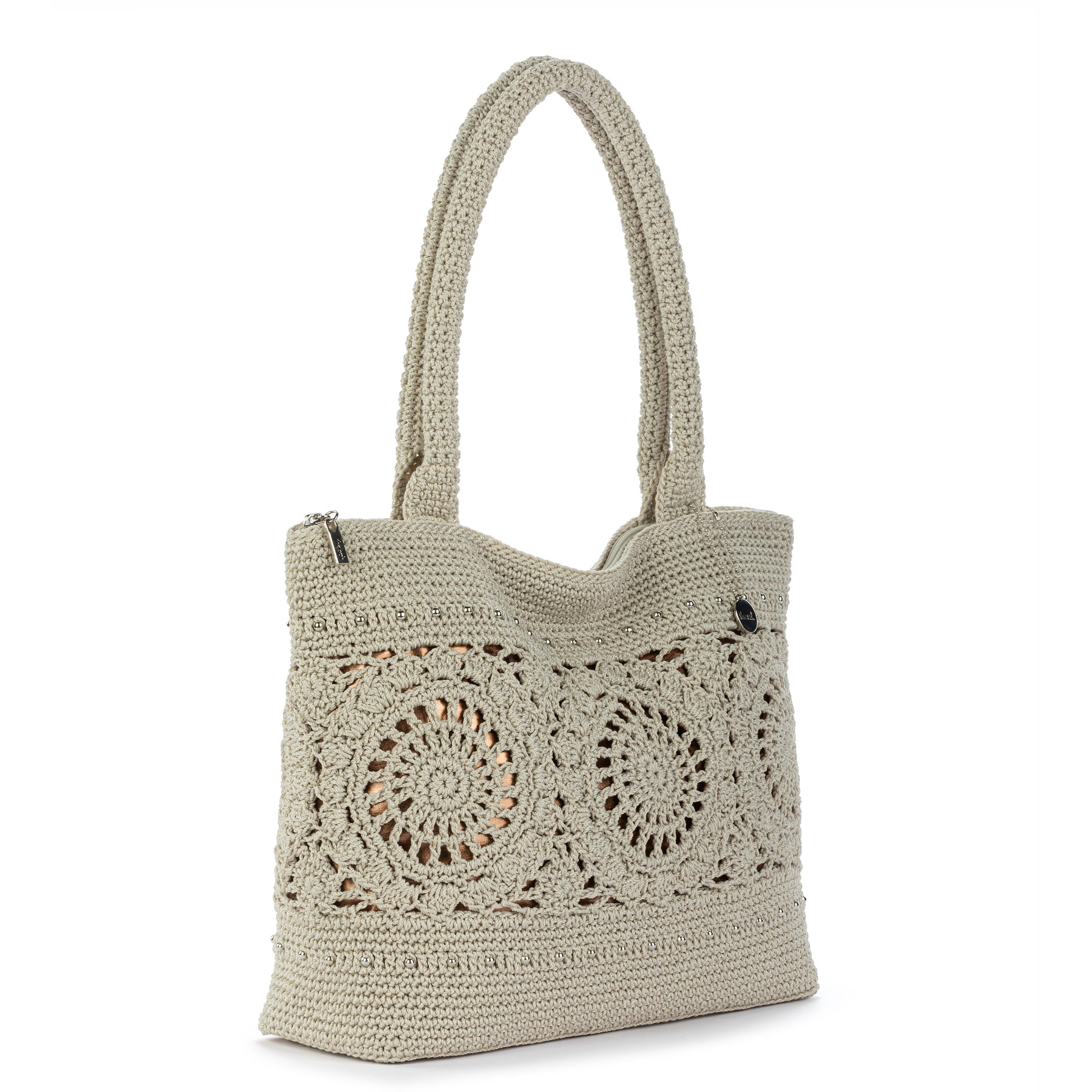 The Sak Crafted Classic Carryall - Hand Crochet - Natural Grey Medallion