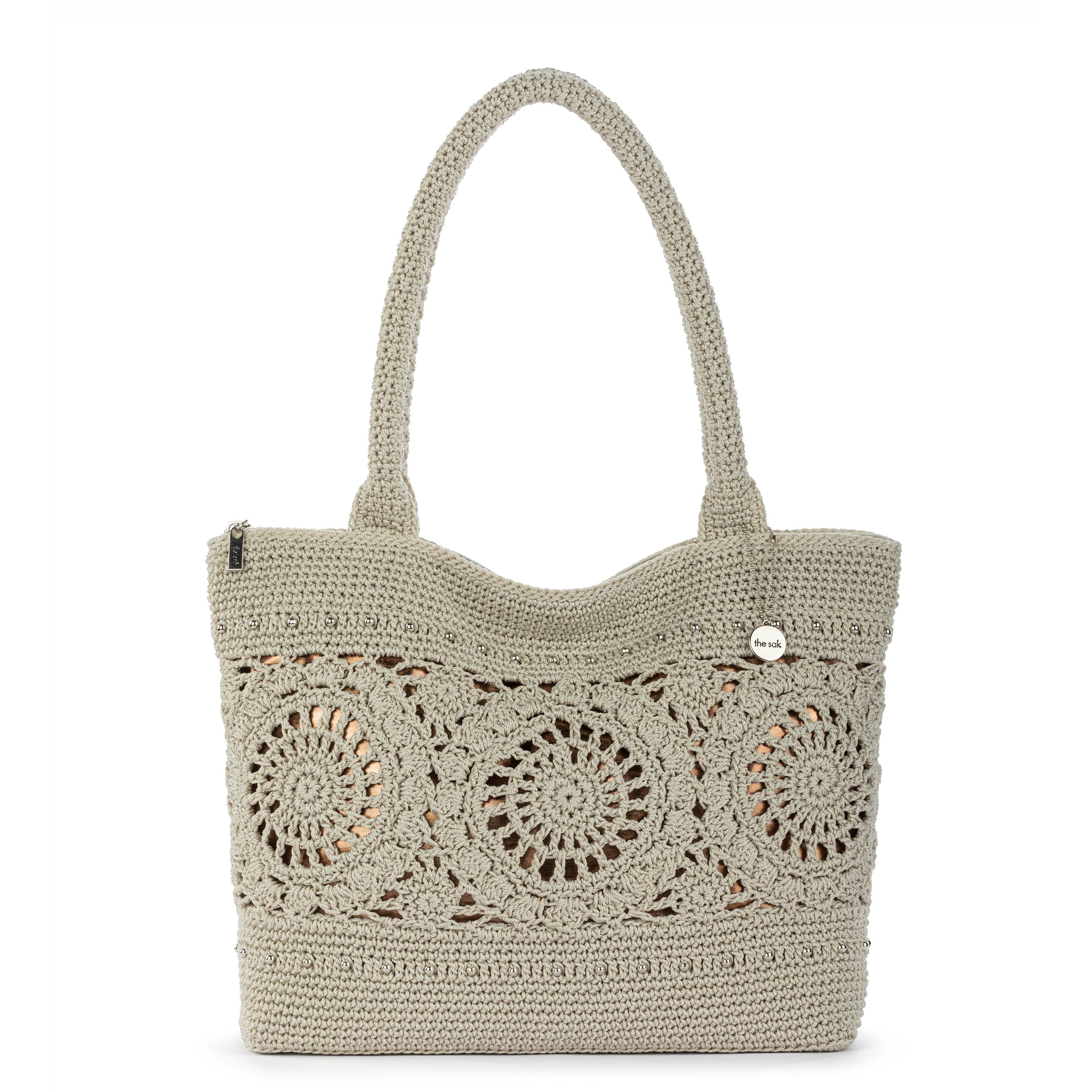 The Sak Crafted Classic Carryall - Hand Crochet - Natural Grey Medallion
