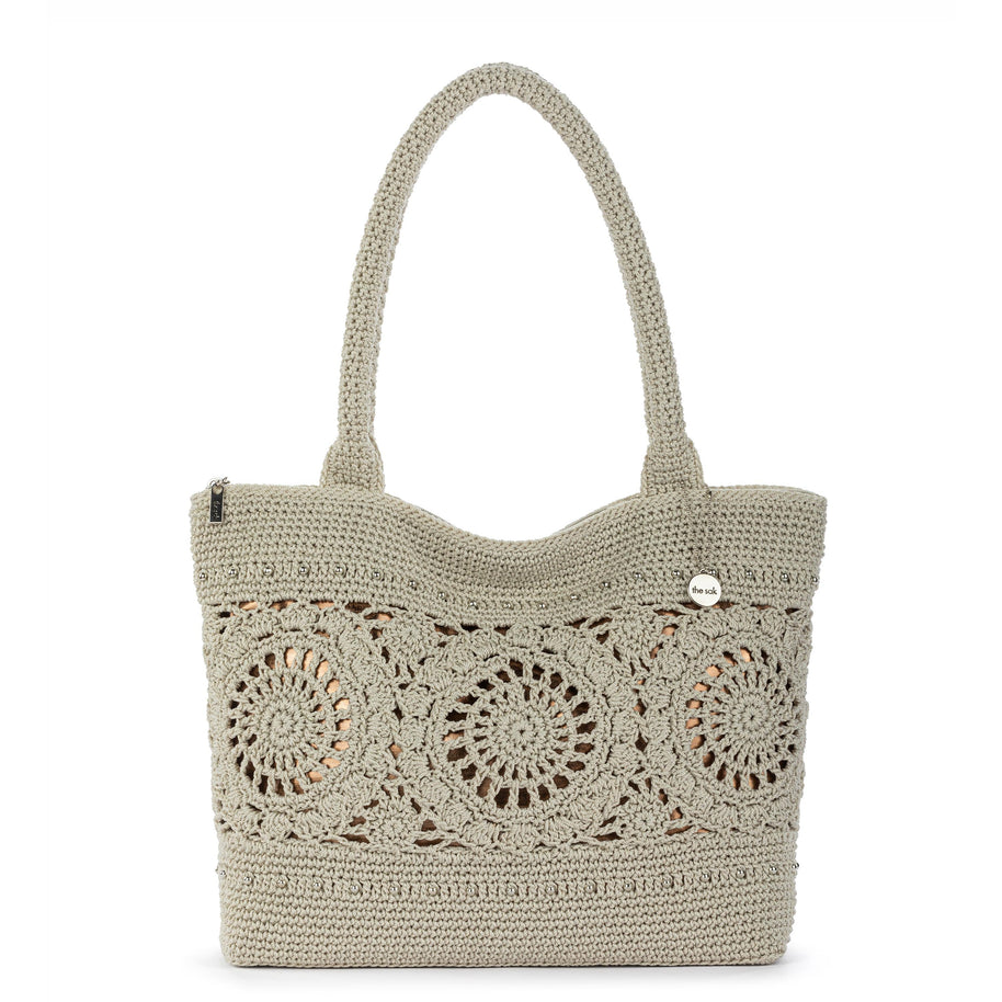 The Sak Crafted Classic Carryall - Hand Crochet - Natural Grey Medallion