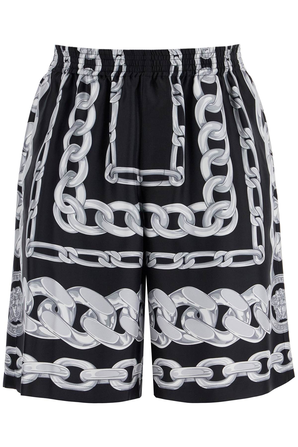 Versace Silk Medusa Chains Bermuda Shorts