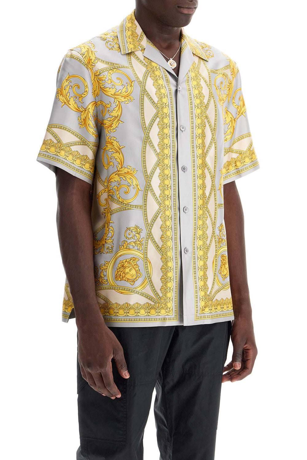 Versace Printed Silk Bowling Shirt