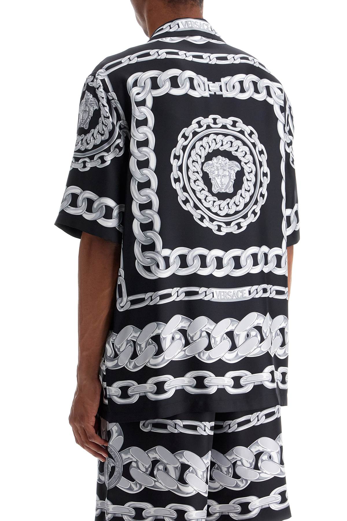 Versace Silk Medusa Chains Bowling Shirt