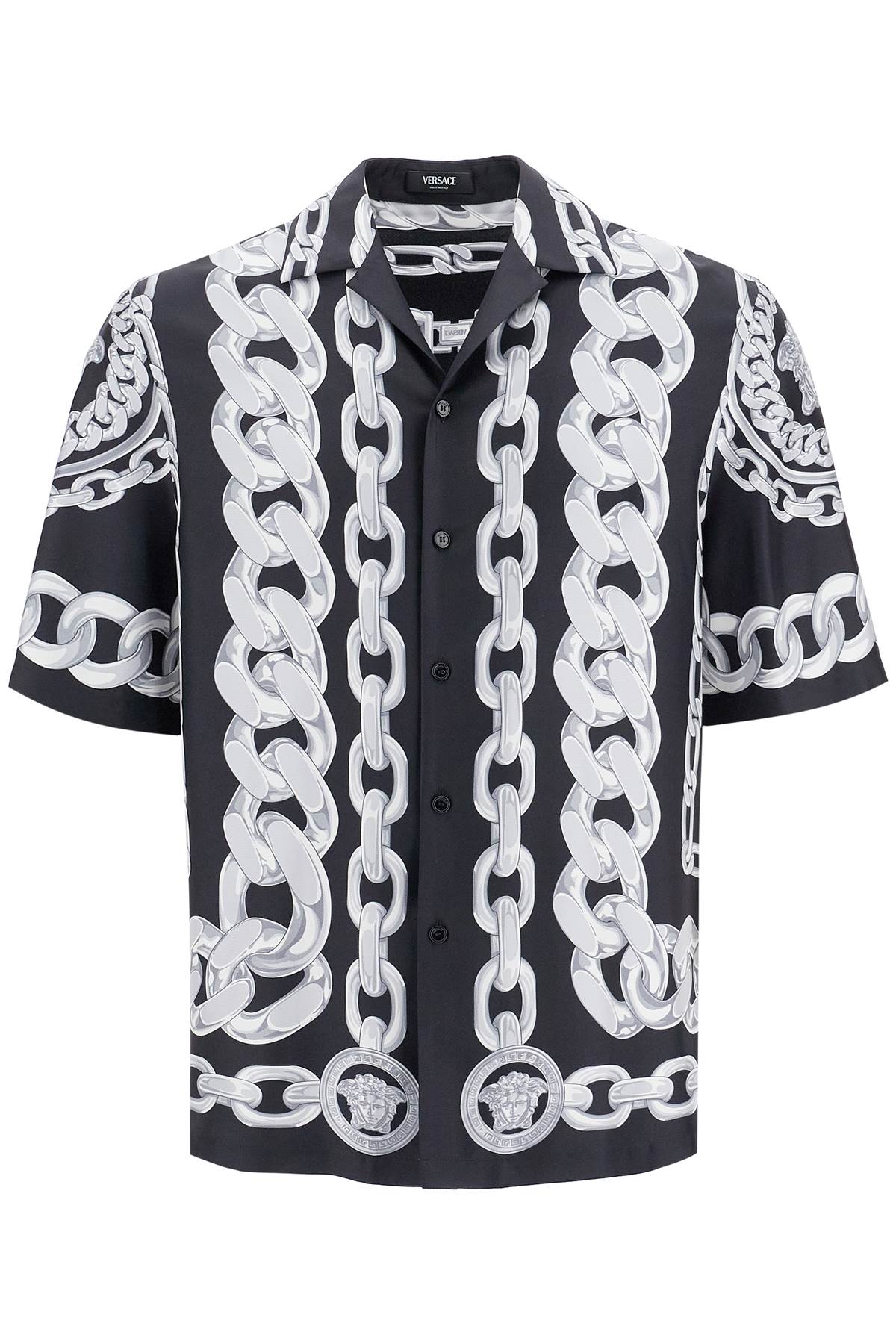 Versace Silk Medusa Chains Bowling Shirt