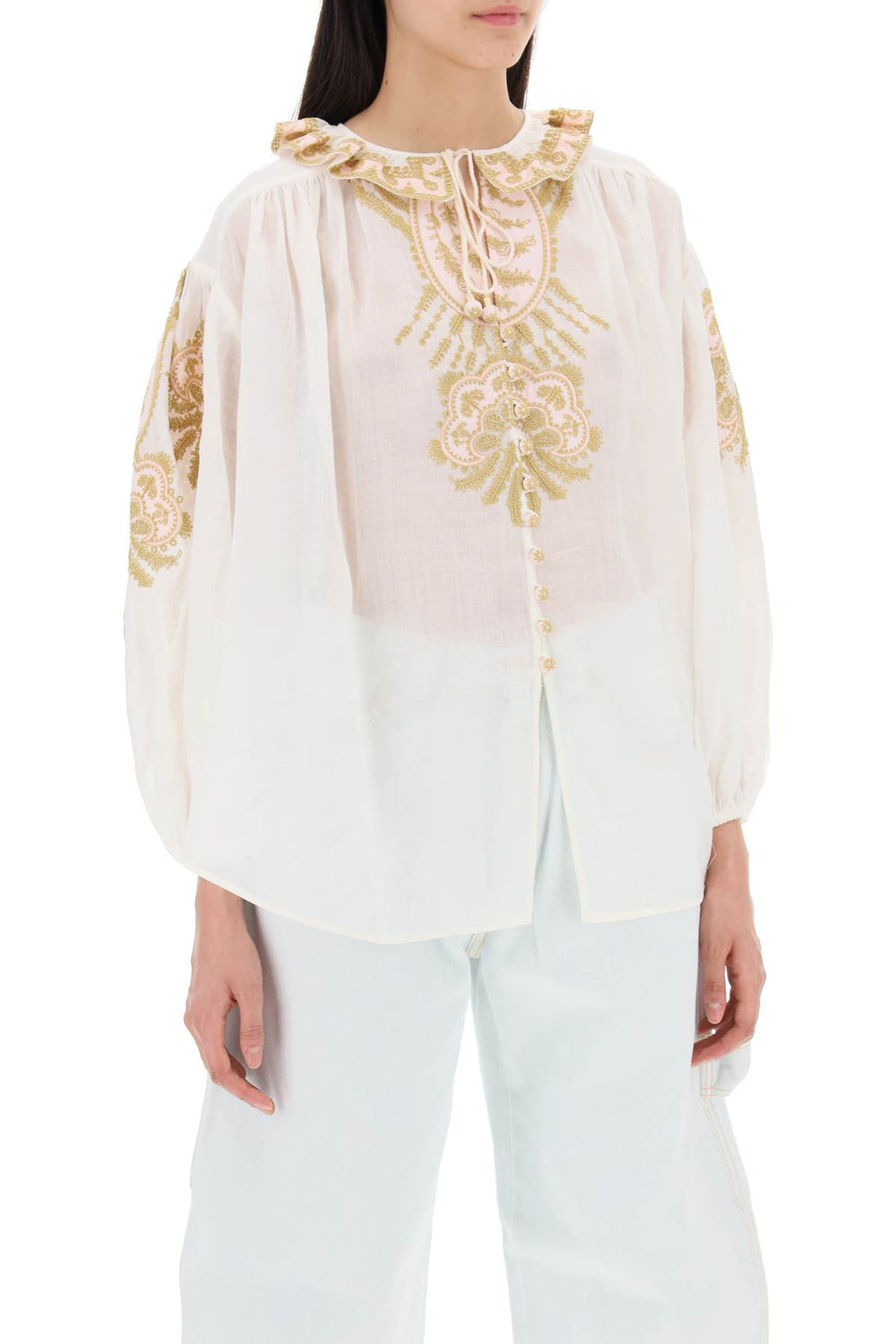 Zimmermann Ramie Embroidered Top