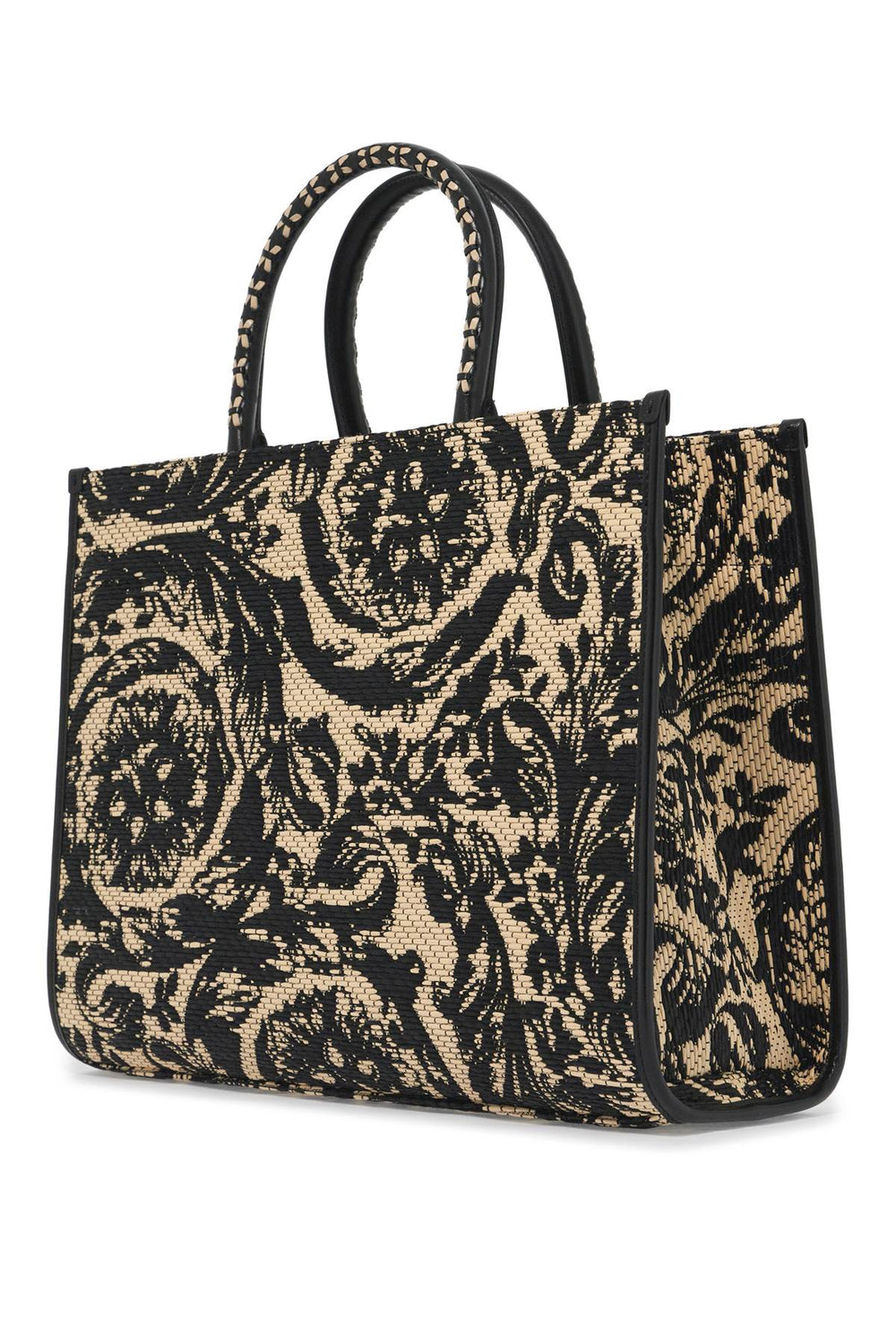 Versace Medium Athena Barocco Tote Bag In Raffia