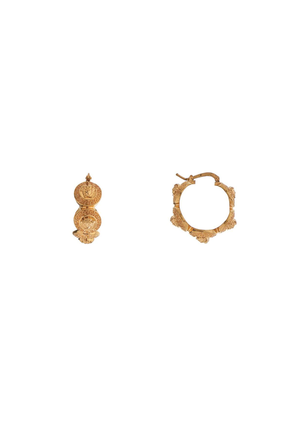 Versace Geometric Metal Hoop Earrings Tribute Gold