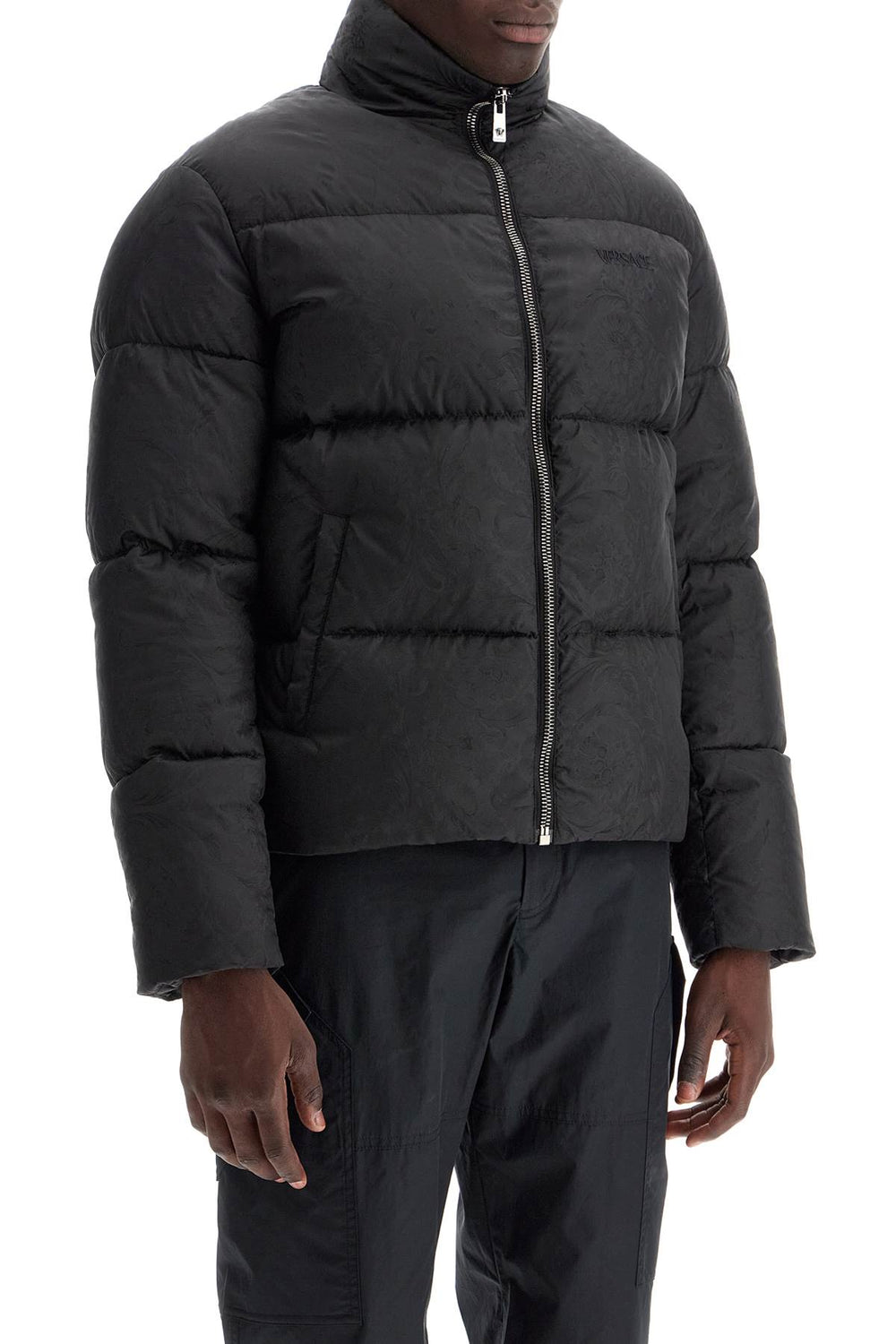 Versace Tonal Baroque Short Down Jacket