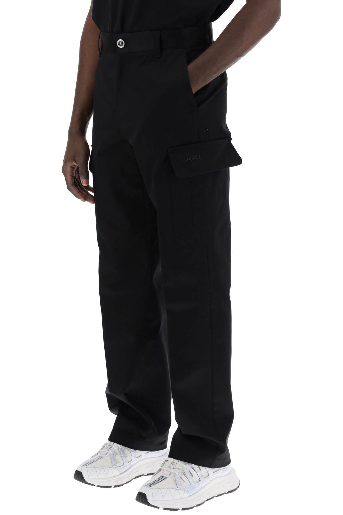 Versace Cotton Gabardine Cargo Pants