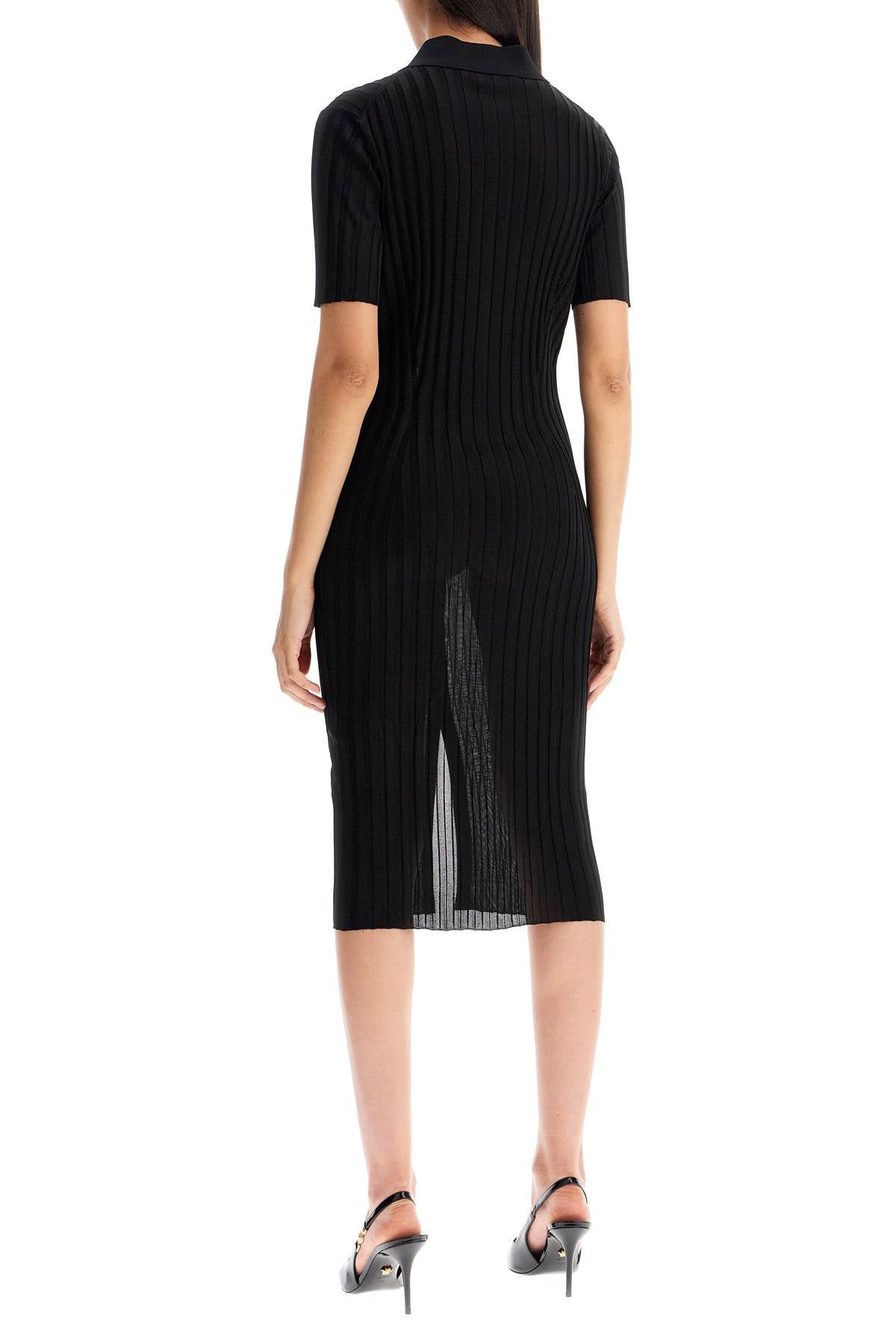 Versace Rib Knit Stretch Midi Dress