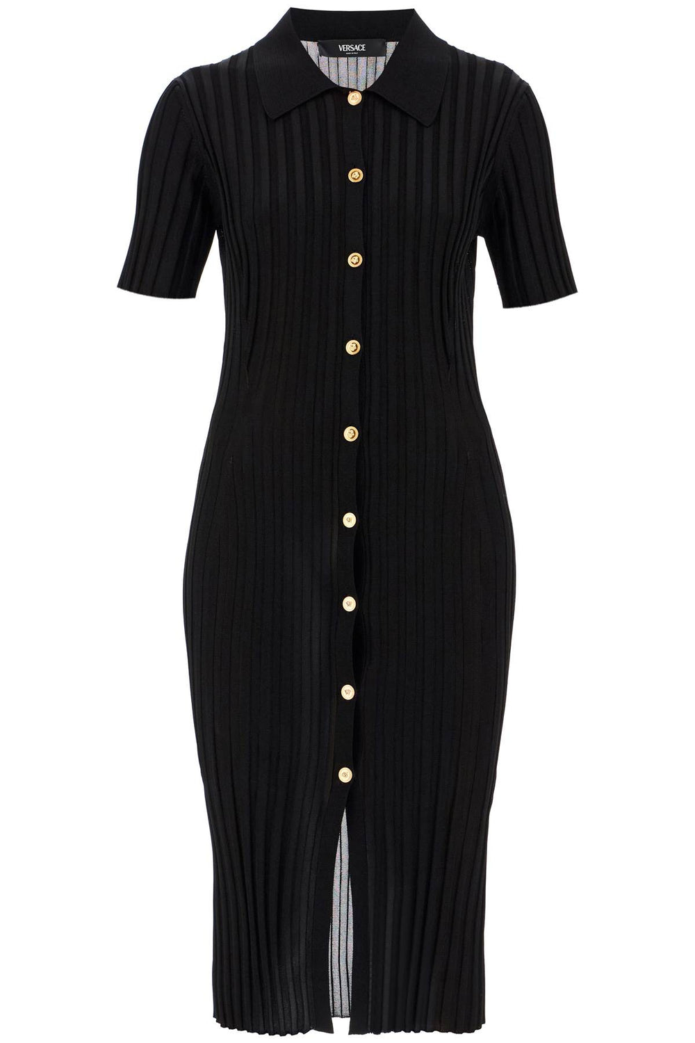 Versace Rib Knit Stretch Midi Dress