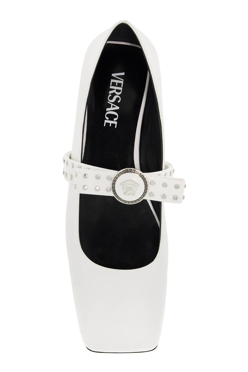 Versace Gianni Ribbon Studded Ballet Flats