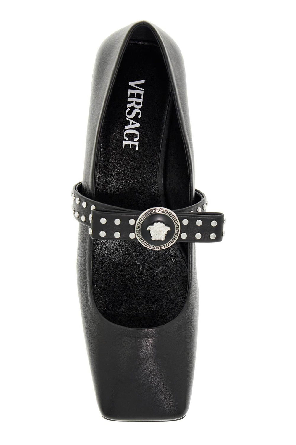 Versace Gianni Ribbon Studded Ballet Flats