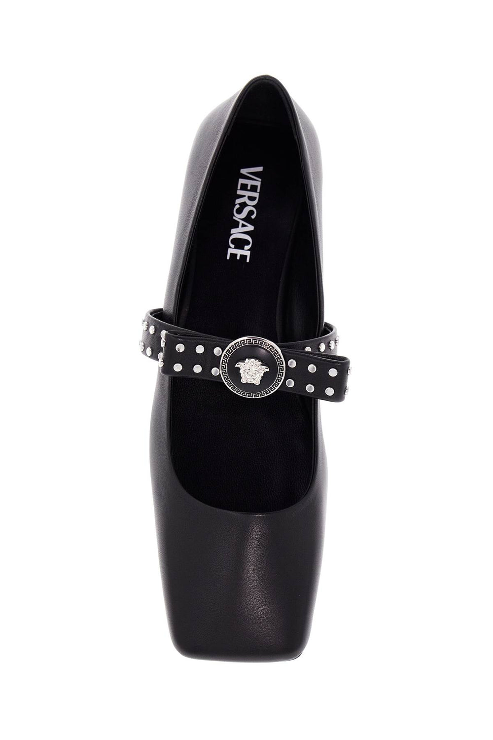 Versace Gianni Ribbon Studded Ballet Flats