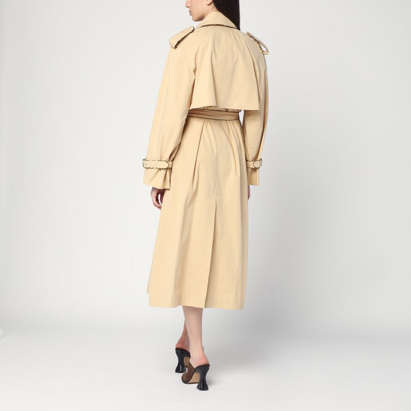Dries Van Noten Double-breasted Beige Trench Coat In Cotton