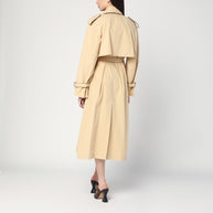 Dries Van Noten Double-breasted Beige Trench Coat In Cotton