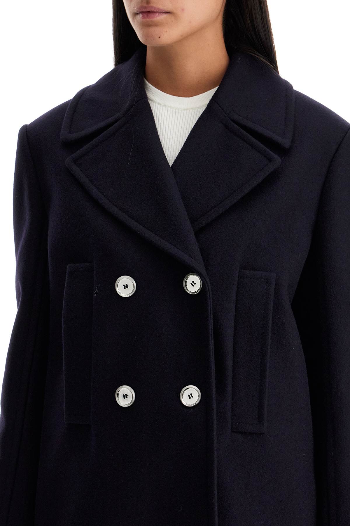 Pinko Double-Breasted Wool Blend Coat