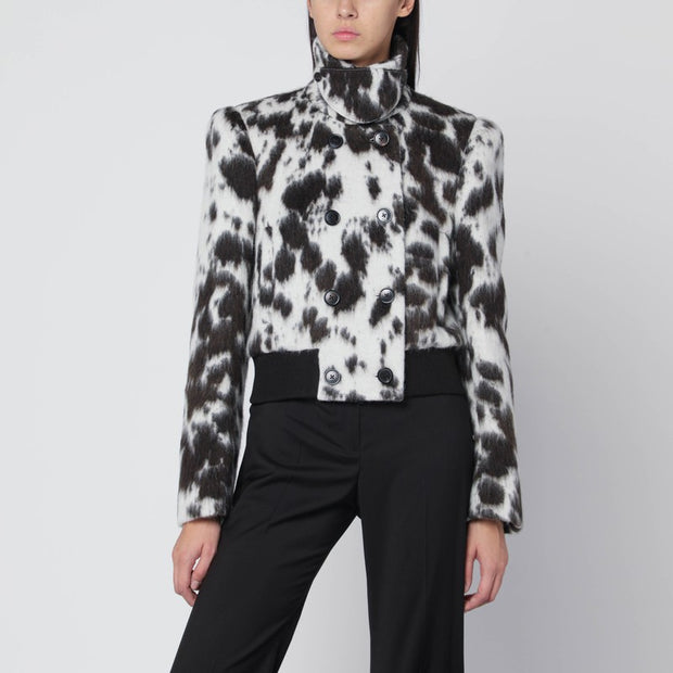 Dries Van Noten Double-breasted Bomber With Cow Pattern