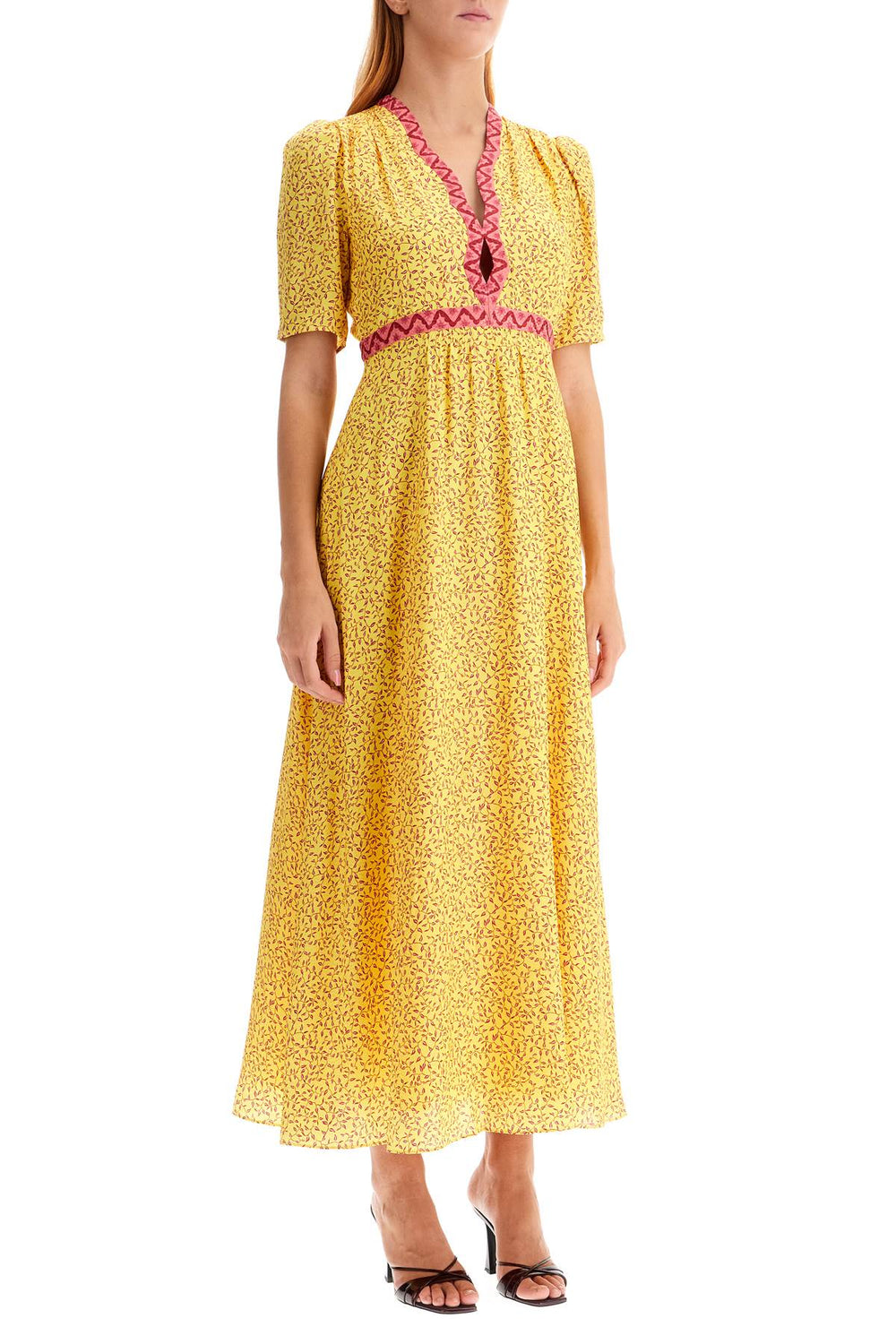 Saloni Tabitha Silk Jacquard Midi Dress