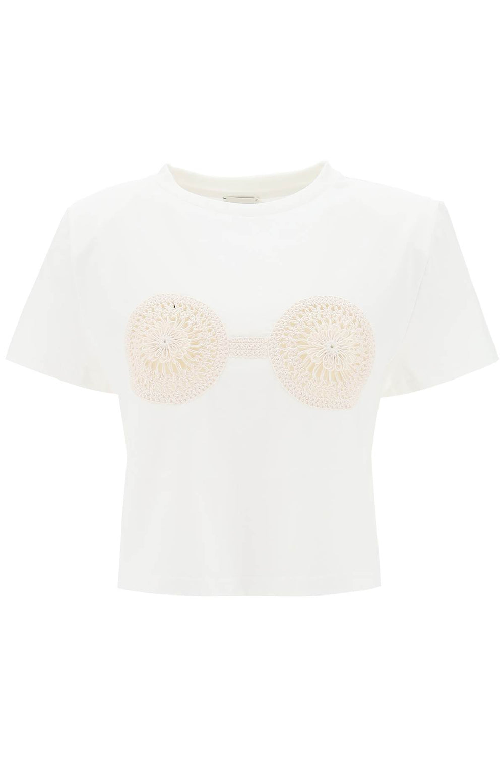 Magda Butrym Crochet Insert Cropped T-Shirt