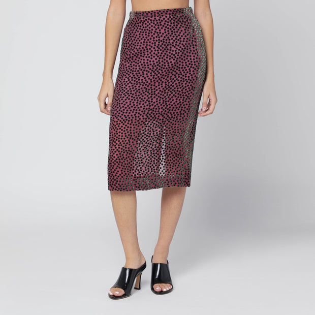Dries Van Noten Pink Polka Dot Skirt In Silk Blend