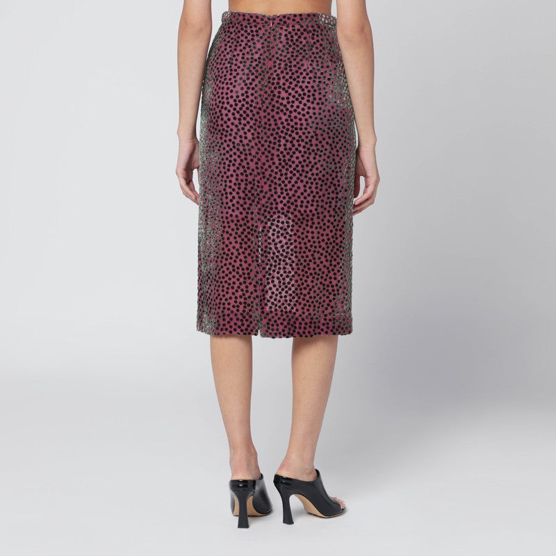 Dries Van Noten Pink Polka Dot Skirt In Silk Blend