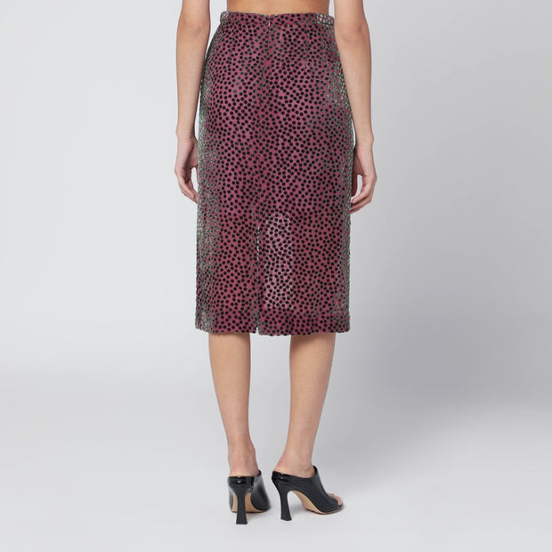 Dries Van Noten Pink Polka Dot Skirt In Silk Blend