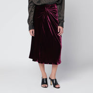 Dries Van Noten Purple Velvet Draped Midi Skirt