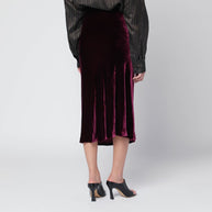 Dries Van Noten Purple Velvet Draped Midi Skirt