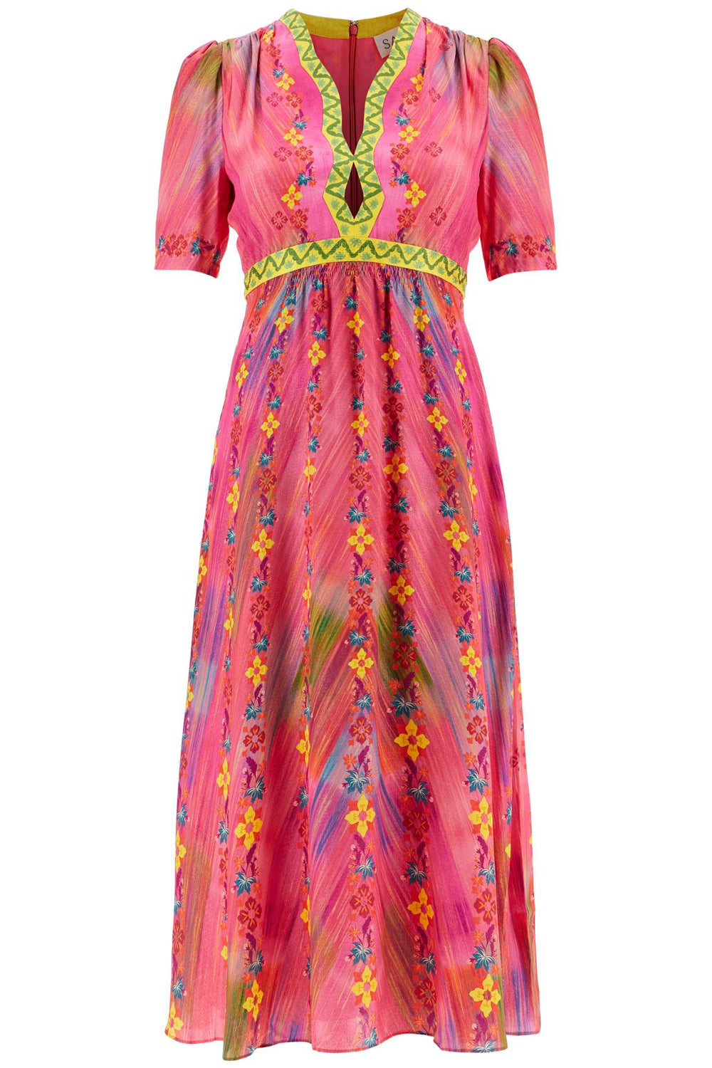 Saloni Tabitha Jacquard Silk Midi Dress