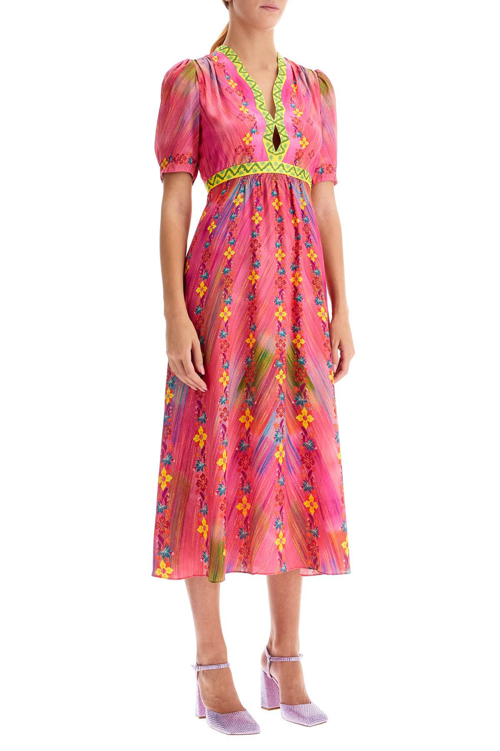 Saloni Tabitha Jacquard Silk Midi Dress